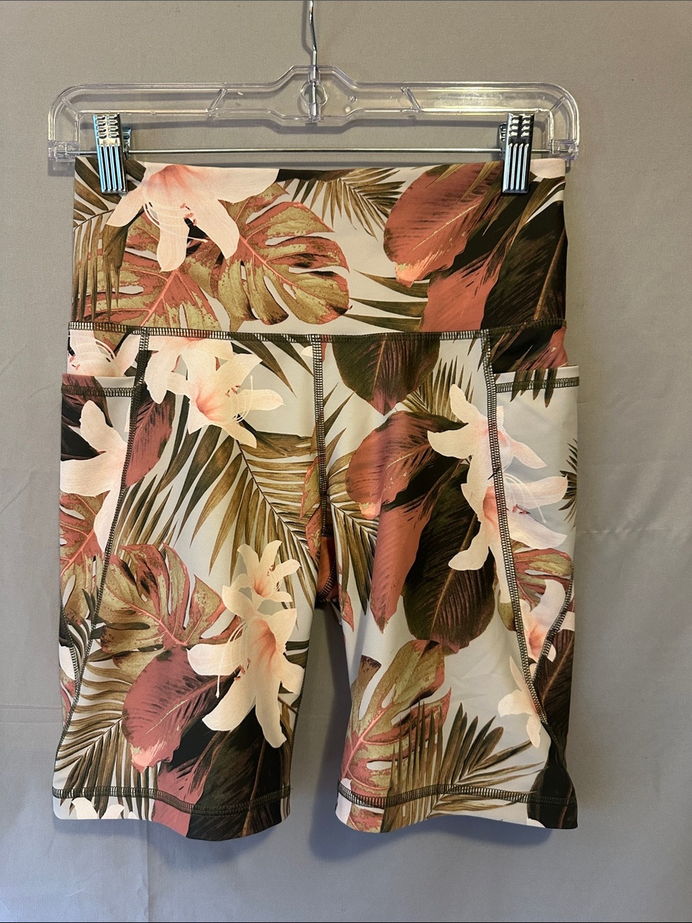 Old Navy Tropical Floral High-Rise Bike Shorts - Pink, Green, Cream